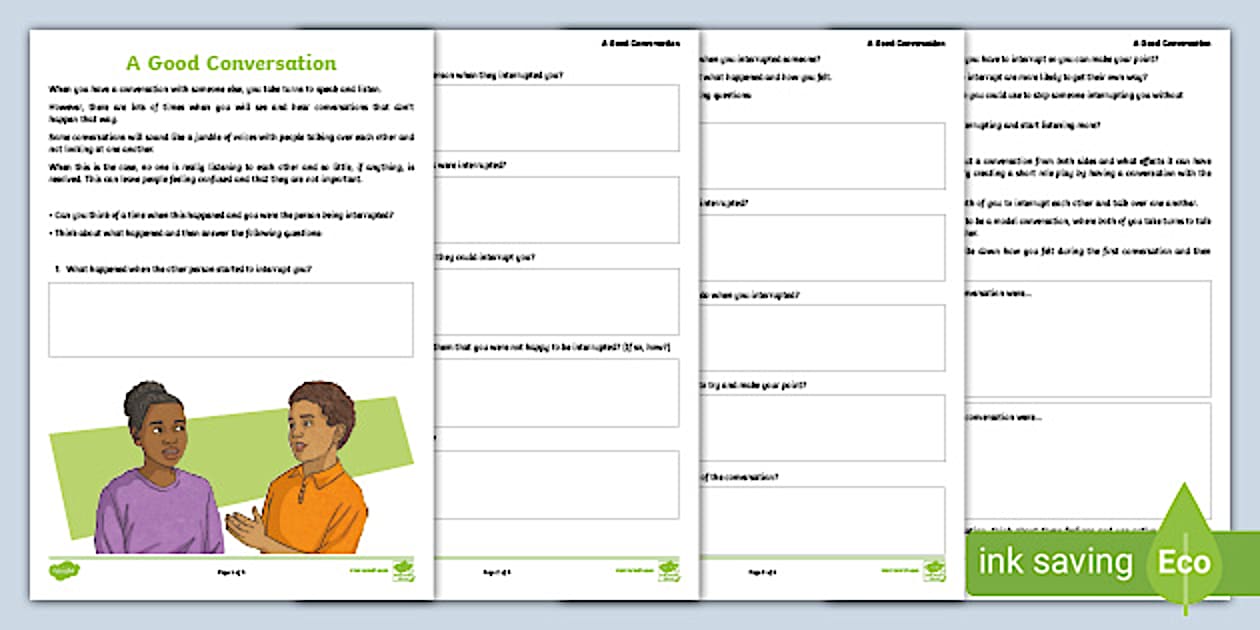 A Good Conversation Worksheet (teacher made) - Twinkl