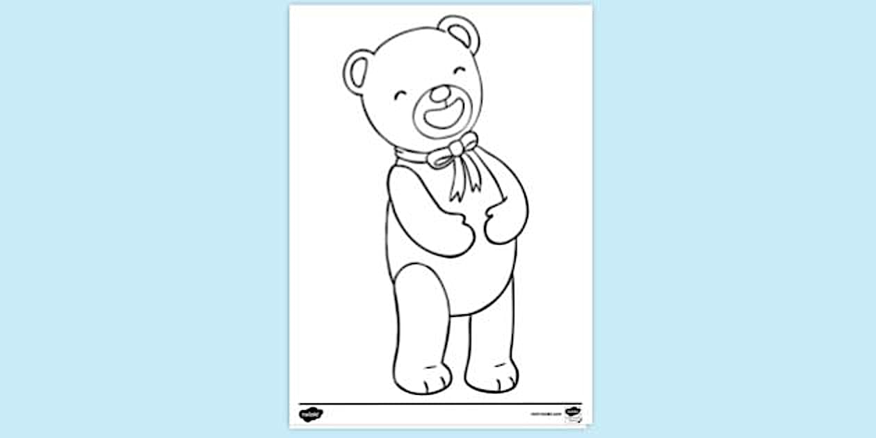 Teddy Bear Laughing Colouring | Colouring Sheets - Twinkl