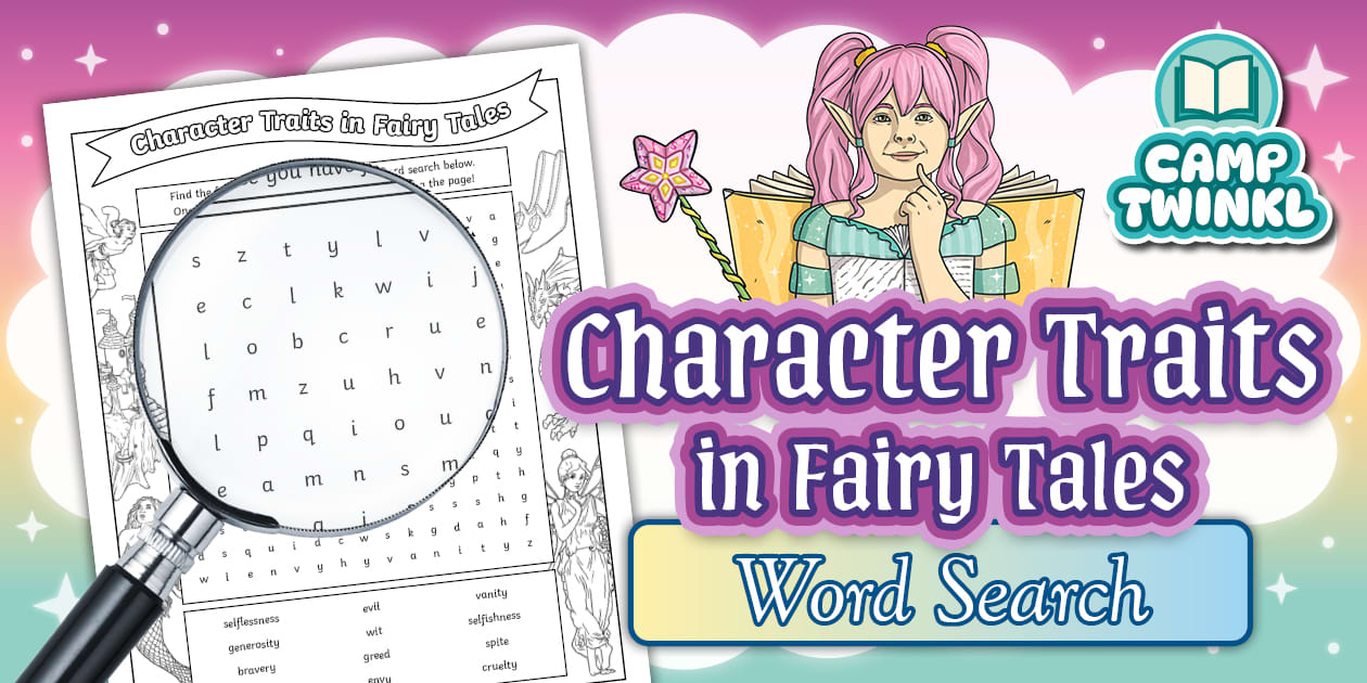 Character Search Fairy Tale Character Traits Word Search