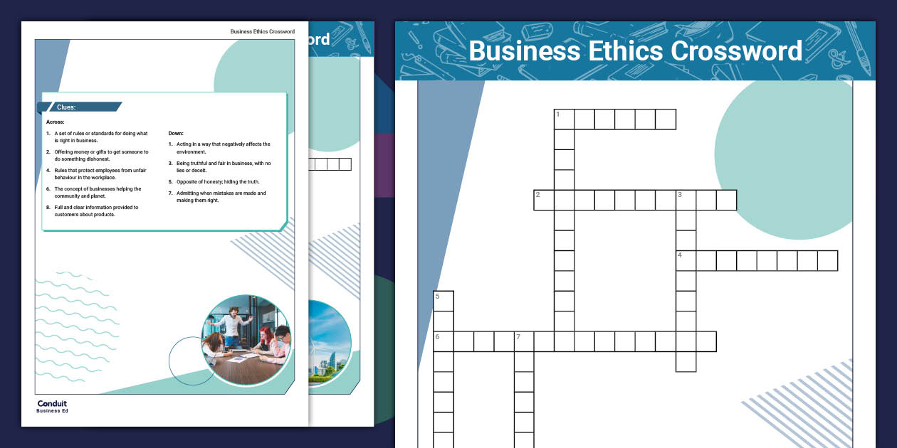 Business Ethics Crossword (Teacher Made) Twinkl
