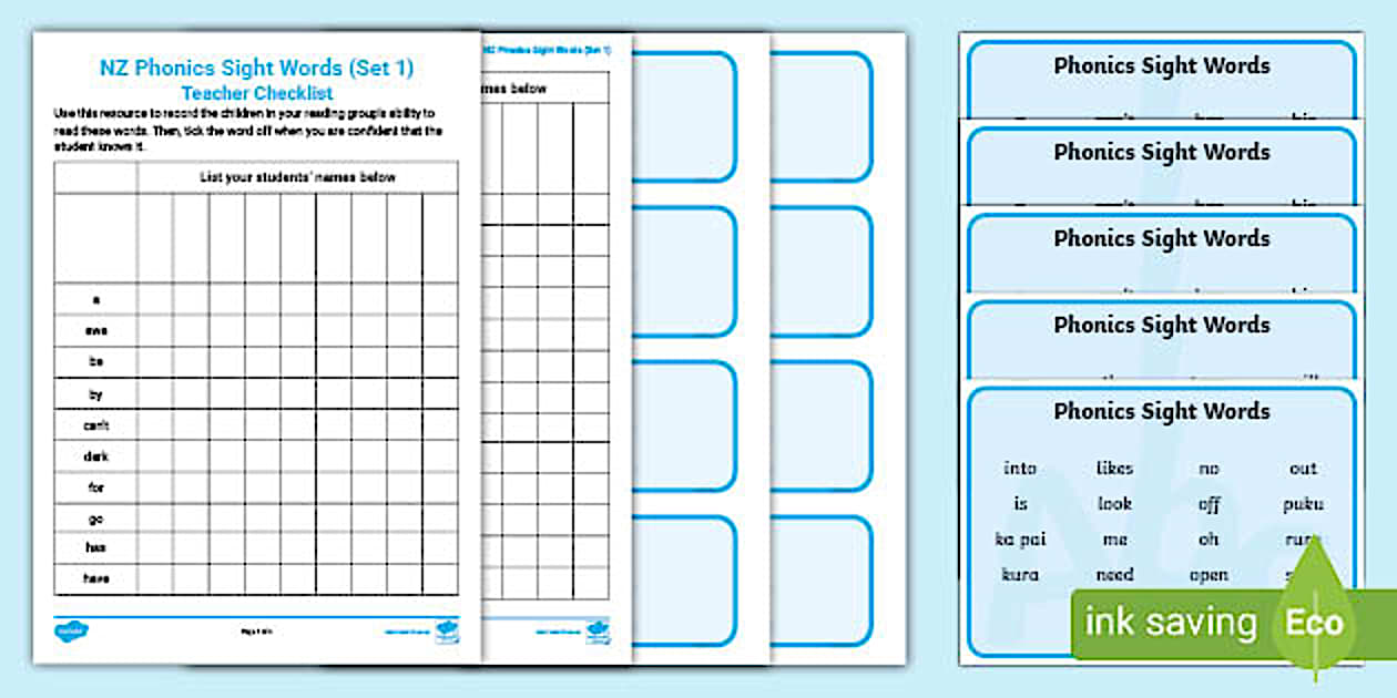 Phonics Plus Kākano Words Mats, Flashcards and Checklist