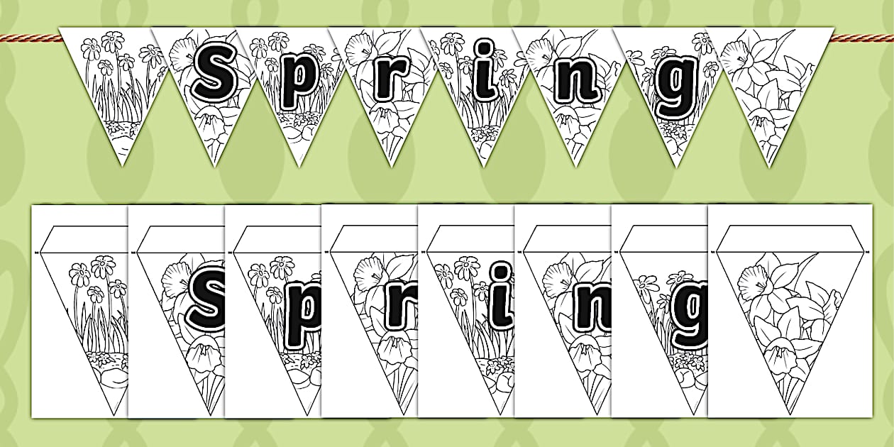Spring Colouring Bunting (teacher made) - Twinkl