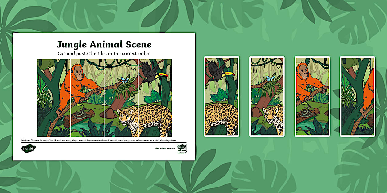 Jungle Animal Scene Puzzle Strips