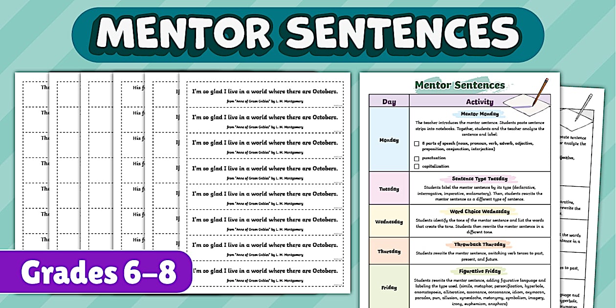 Mentor Sentences Activity Poster for Grades 6 8 Twinkl