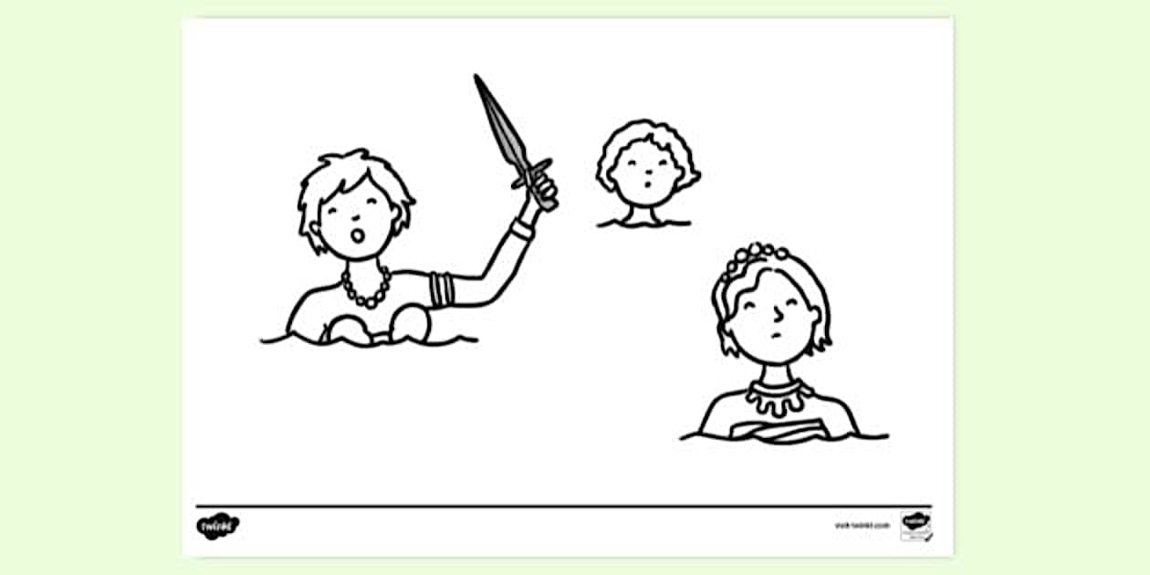 Mermaids with Short Hair Colouring Sheet - Primary Resources