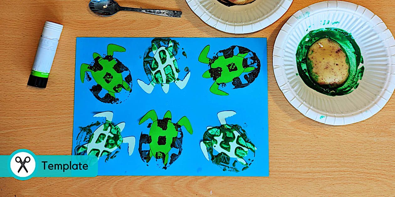 Turtle Shell Potato Printing | DIY Turtle Craft - Twinkl