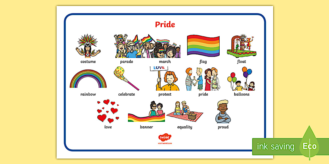 KS1 Pride 2018 Word Mat (teacher made) - Twinkl