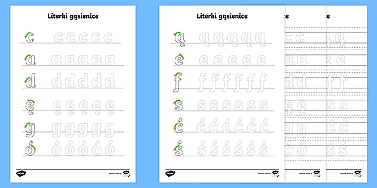 Nauka Pisania Liter Literki Do Pisania Nauka pisania: Literki gąsienice - Karty pracy - Twinkl
