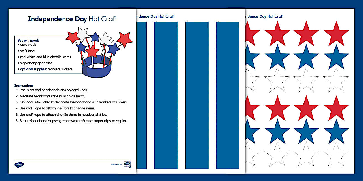 4th of July Hat Printable Craft for Kids Twinkl USA