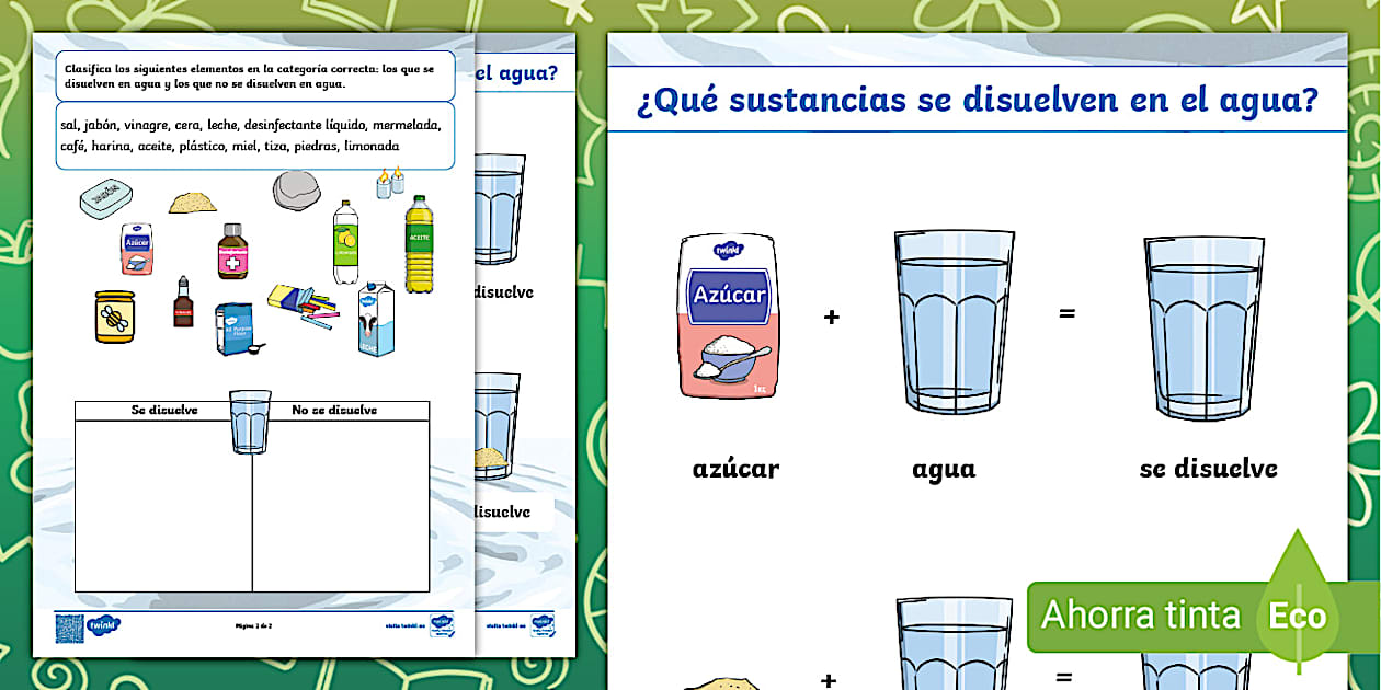 Ficha de actividad: ¿Qué sustancias se disuelven en agua?