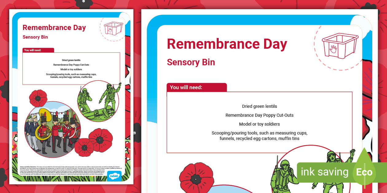 Remembrance Day Sensory Bin (l'enseignant a fait) - Twinkl