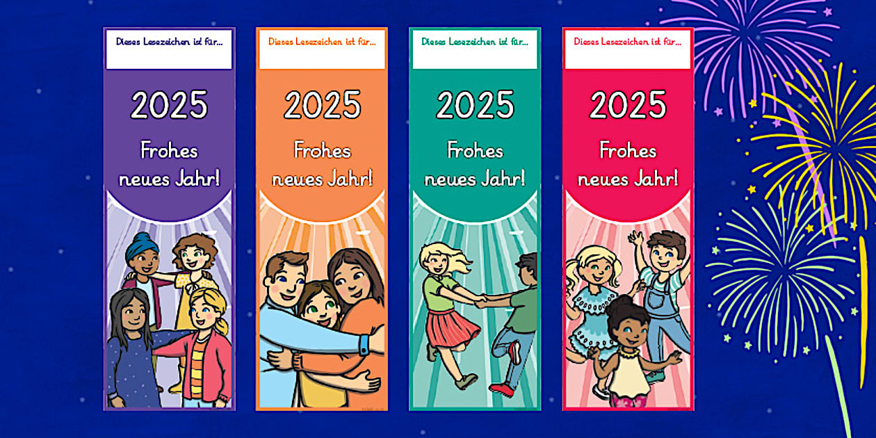 Frohes neues Jahr 2025 Lesezeichen (teacher made) Twinkl