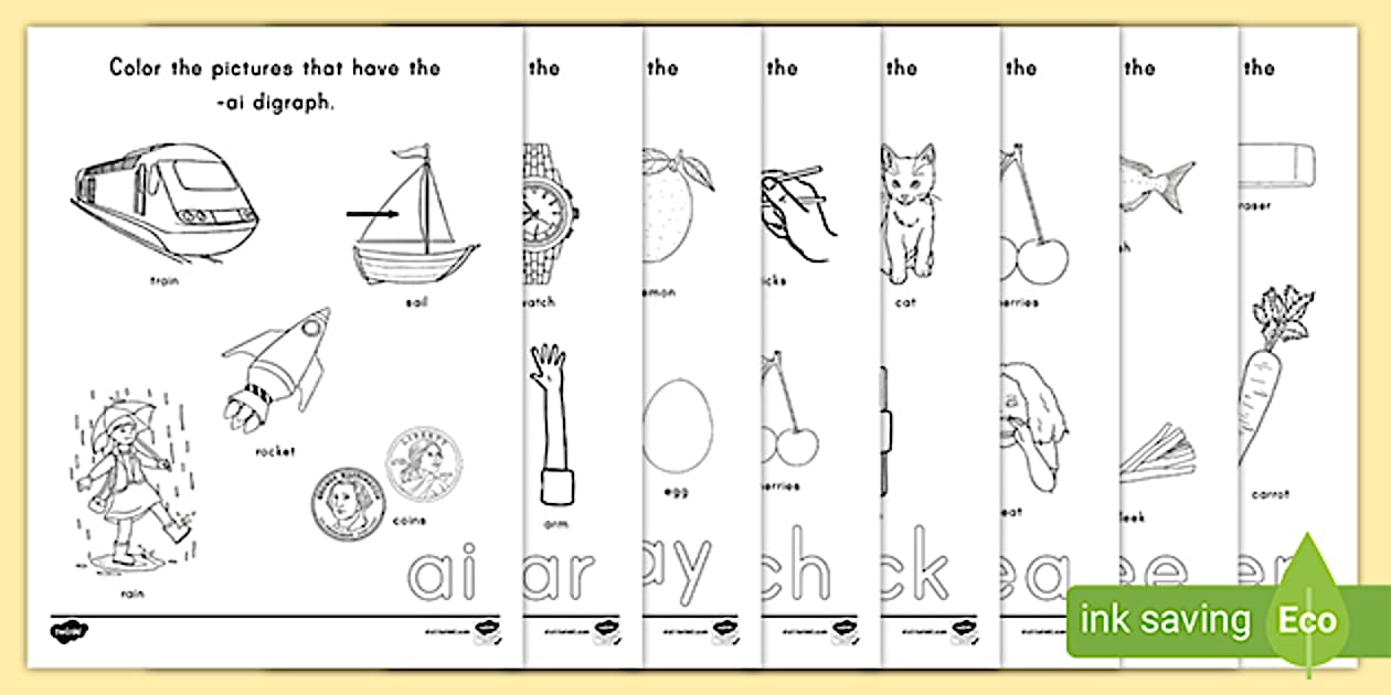 Color the Digraph Vocabulary Worksheets ELA Resource Twinkl