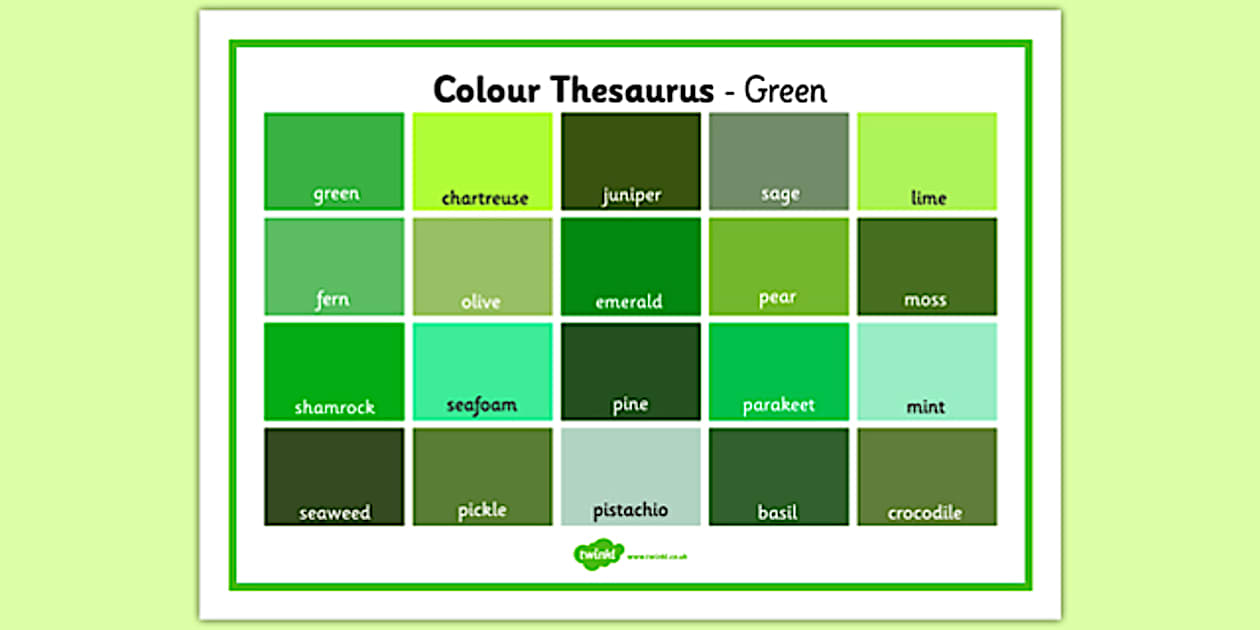Cursive Colour Thesaurus Word Mat Green (teacher made)