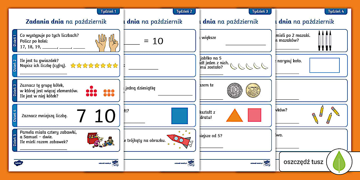 Październik | Zadania z matematyki na każdy miesiąc | Edukacja matematyczna