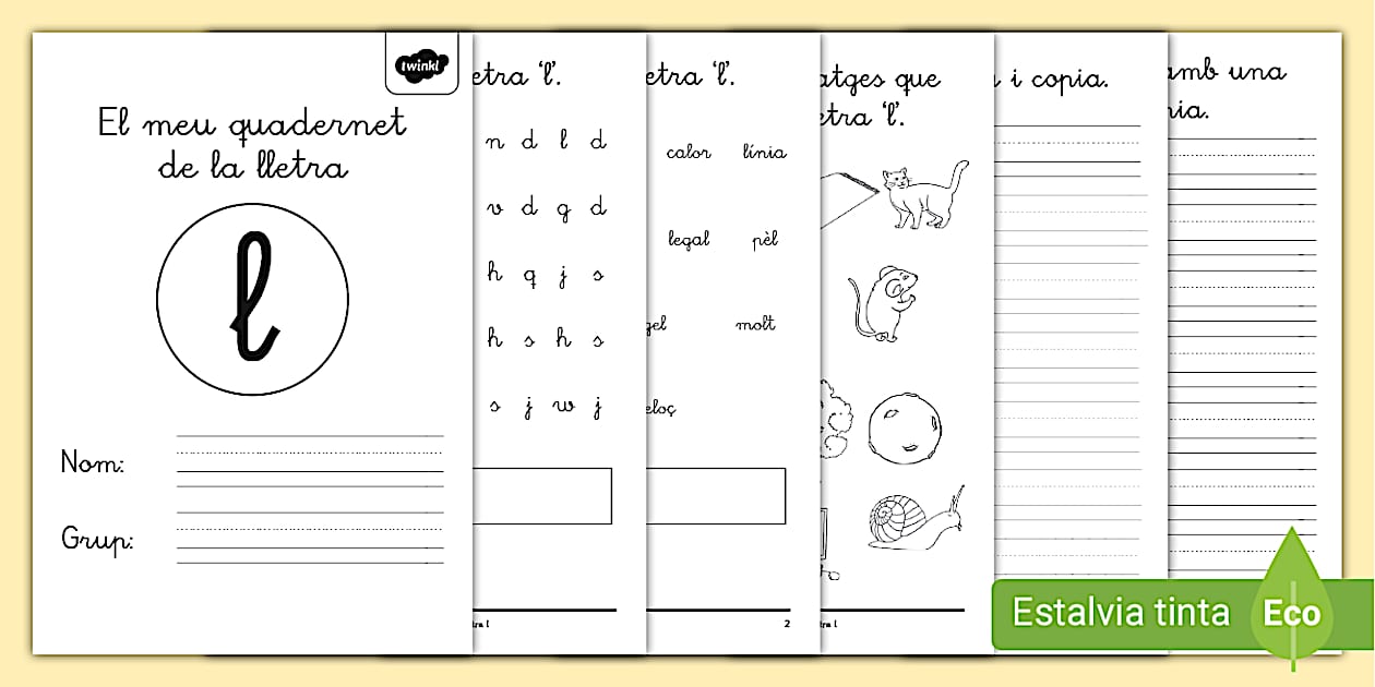 Quadernet de lectoescriptura: La lletra L - Català - Twinkl