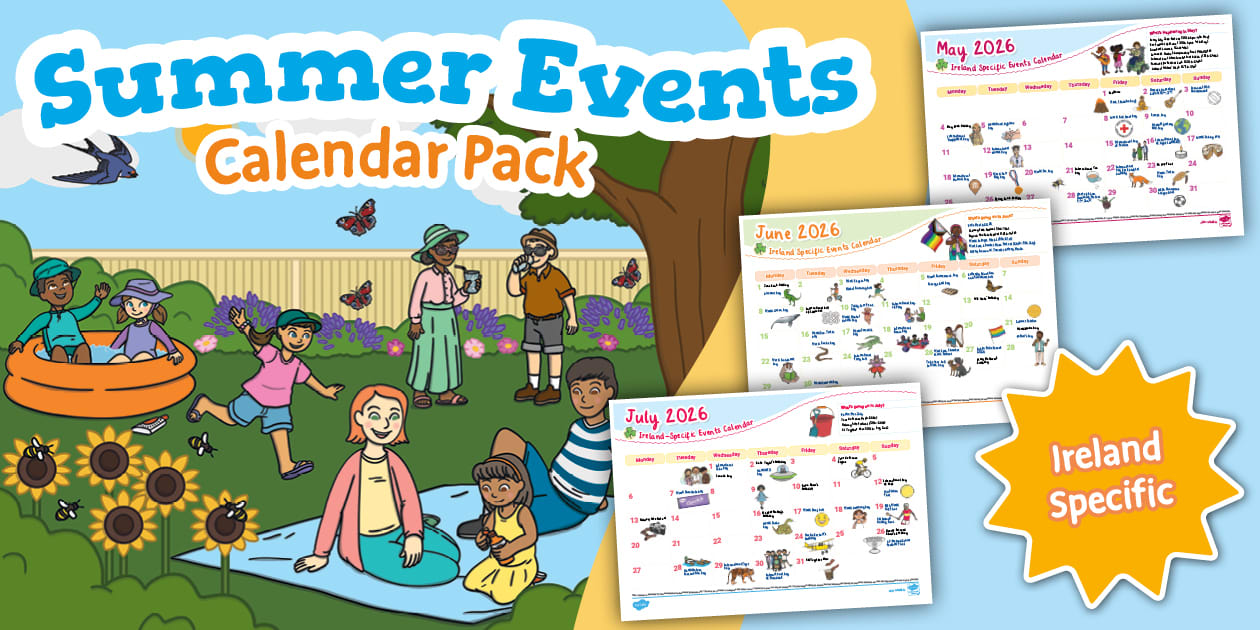 Subject Specific Events Summer Events Calendar Pack (Ireland Specific)