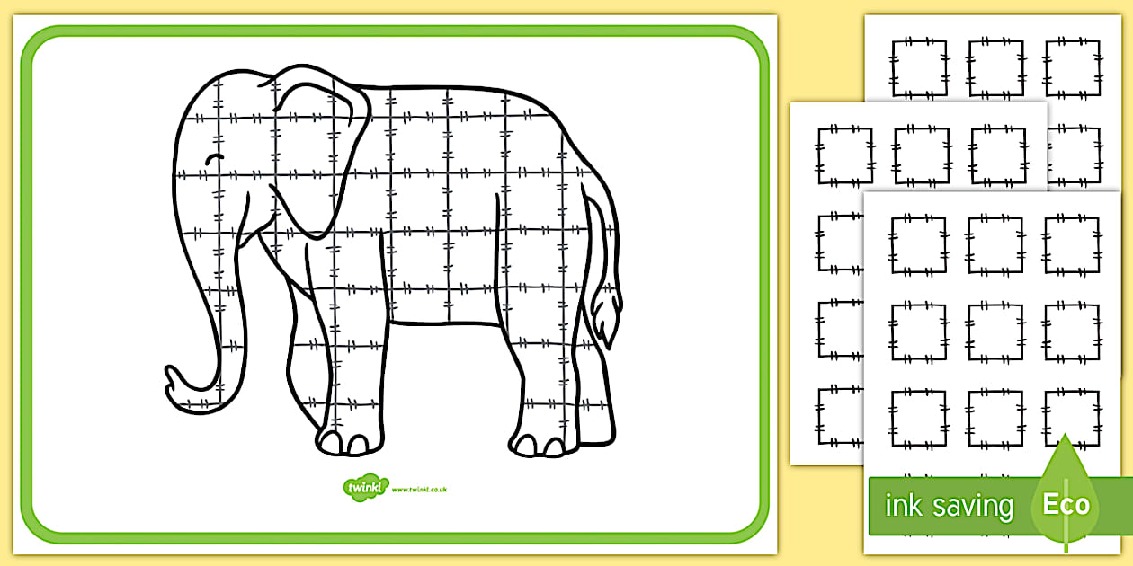 A Printable Elmer the Elephant Template Twinkl Resource