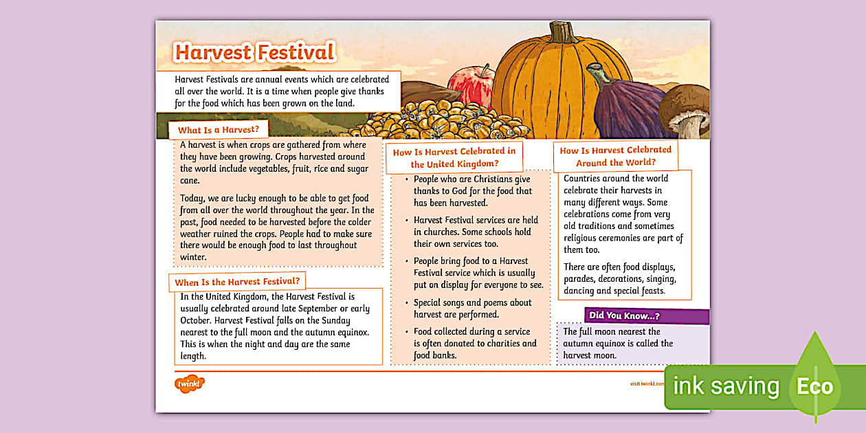 Harvest Festival KS2 Fact File (teacher made) - Twinkl