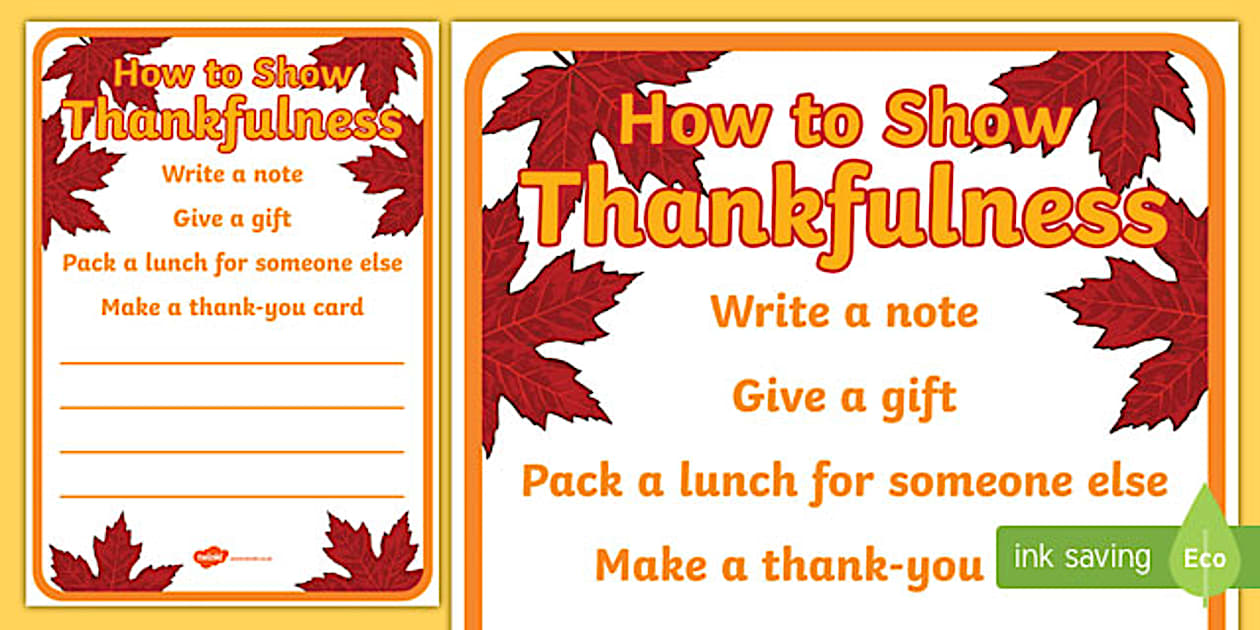 How to Show Thankfulness A2 Display Poster (teacher made)