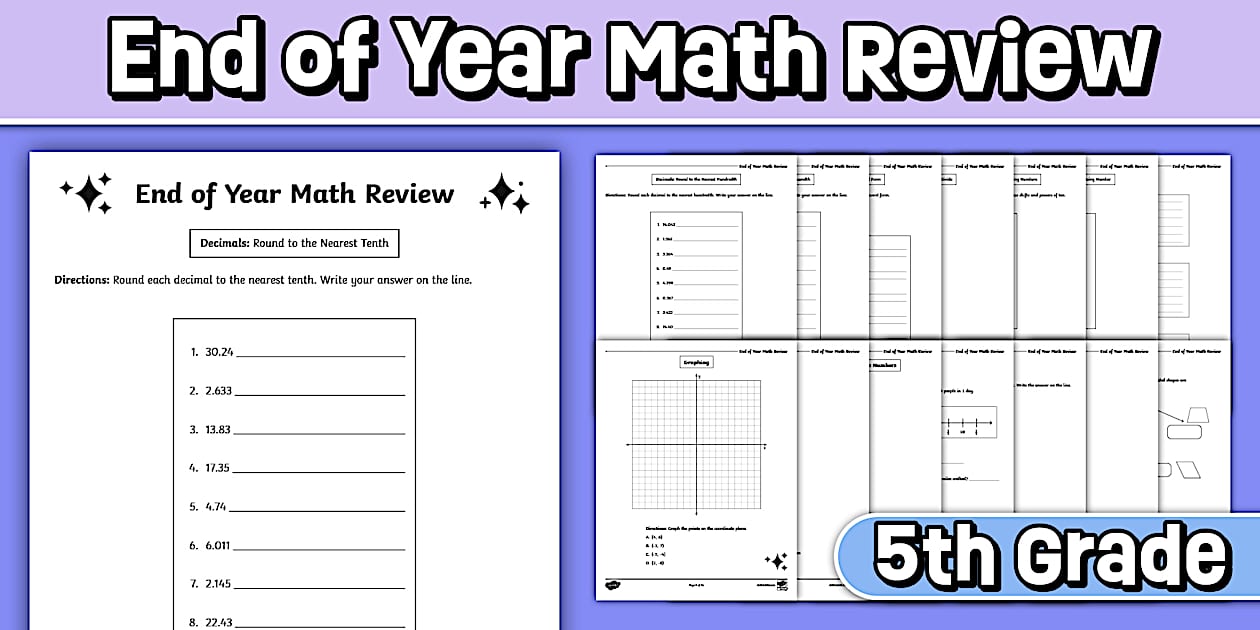 Fifth Grade End of Year Math Review Booklet