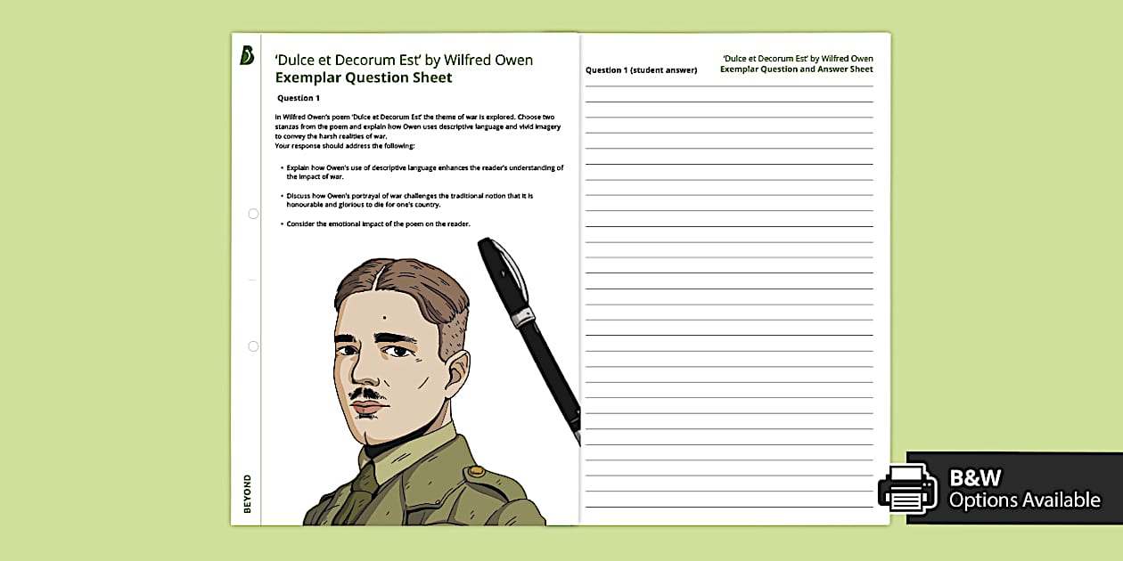 'Dulce et Decorum Est' by Wilfred Owen Exemplar Question and Answer