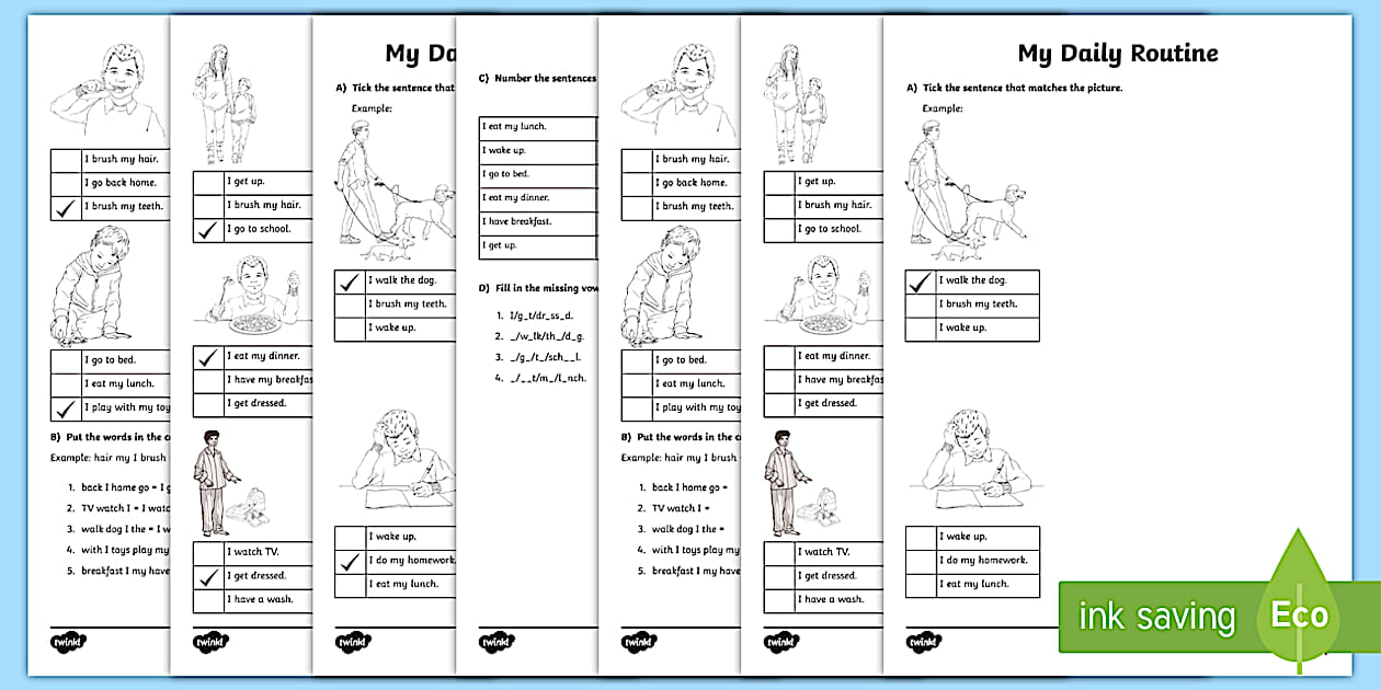Feuille d'activités : Ma routine quotidienne - Anglais LV
