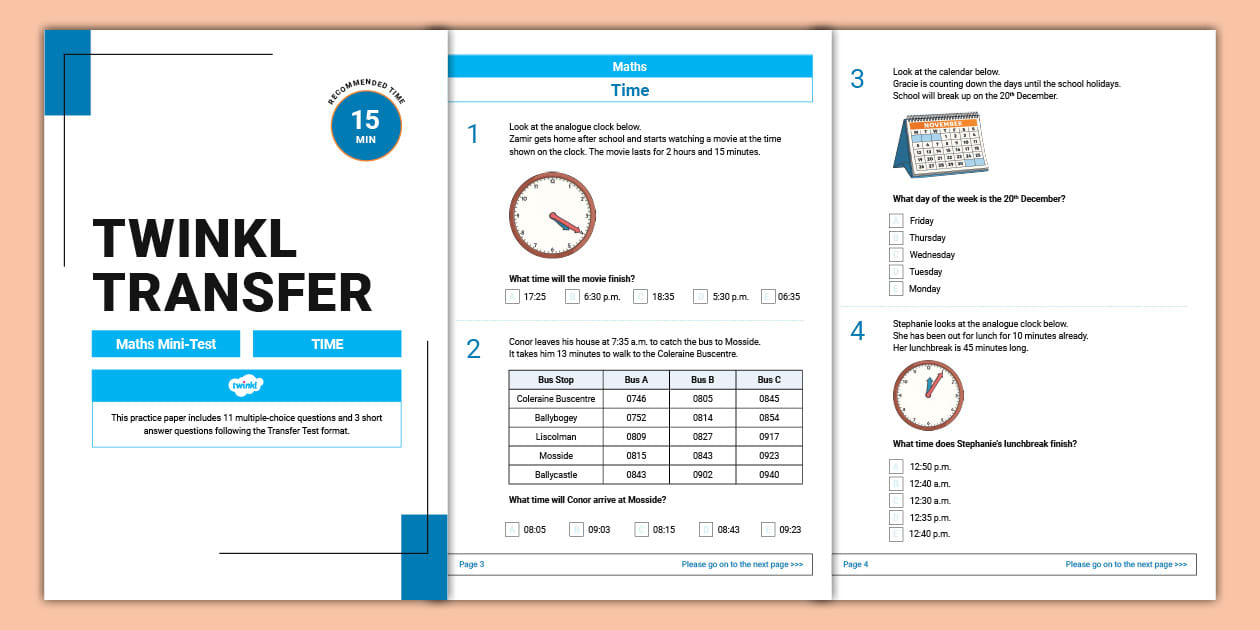 Transfer MiniTest Time Time Questions Transfer Test