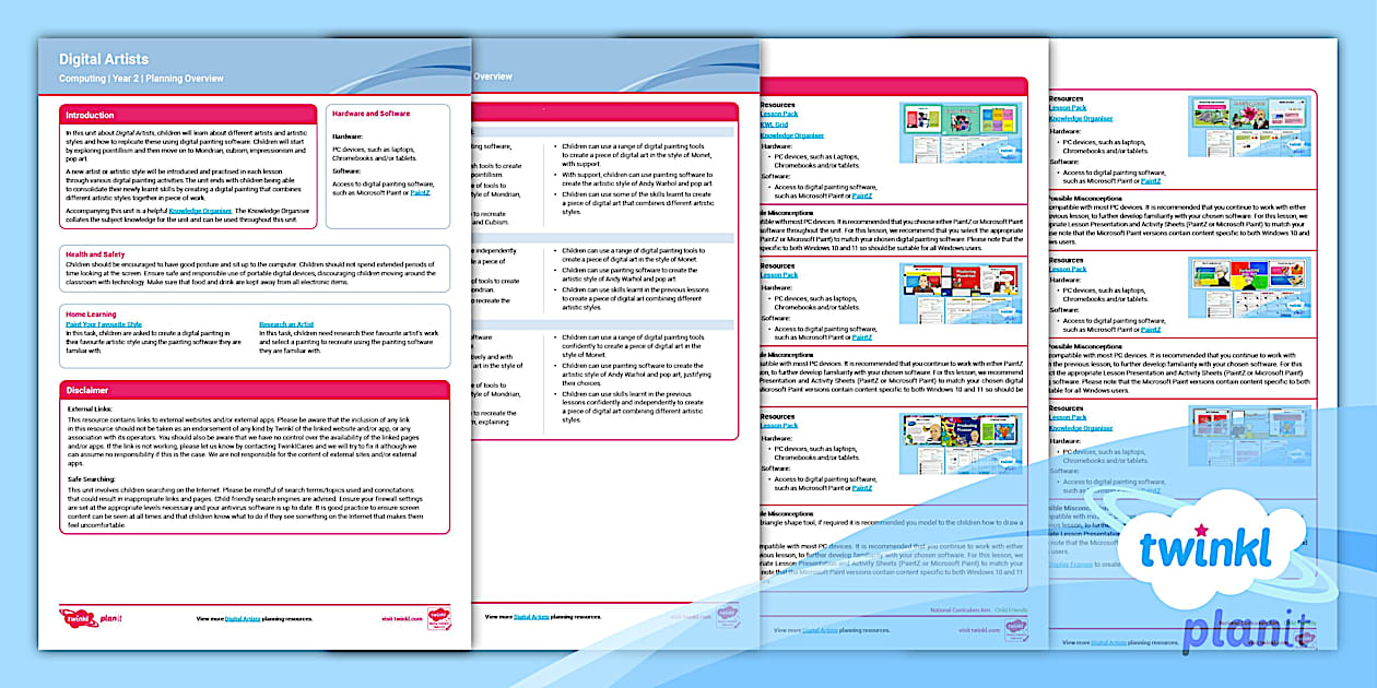 Computing: Digital Artists Year 2 Planning Overview - Twinkl