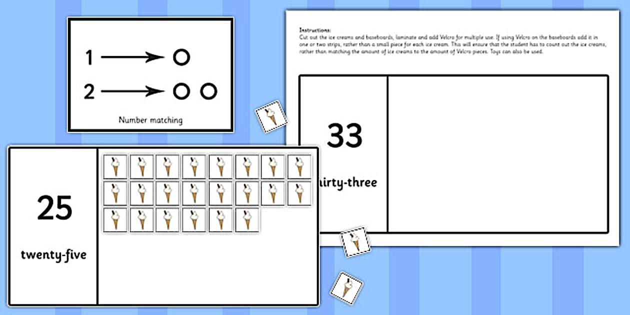 Workstation Pack 20-40 Ice Cream Counting Activity - teacch