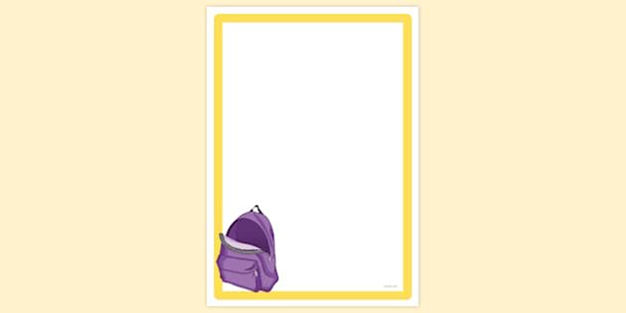 Editable Open Rucksack Bag Page Border (teacher made)
