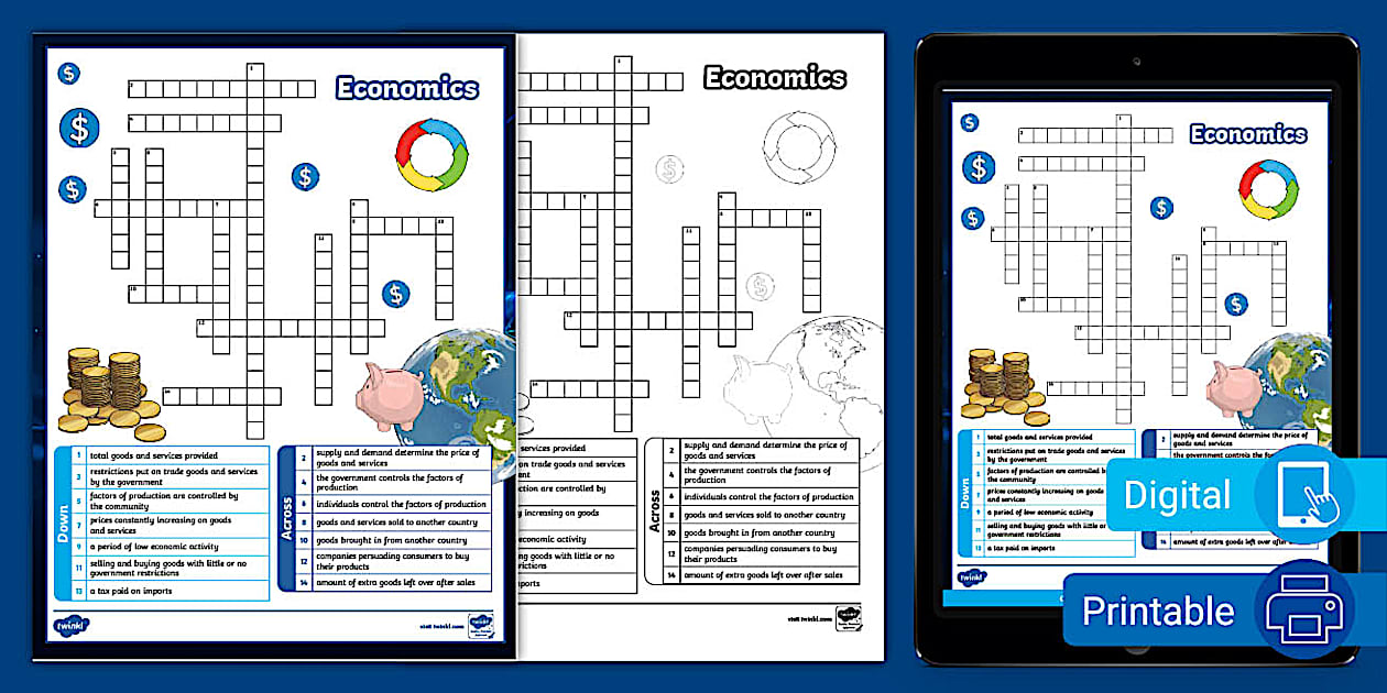 Eighth Grade Economics Crossword Puzzle (teacher made)