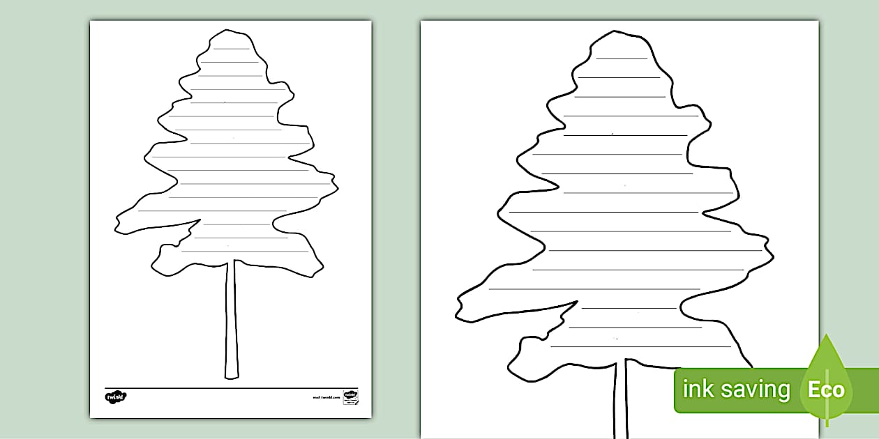 Trend Tree Writing Pine Tree Writing Template (professor feito) - Twinkl