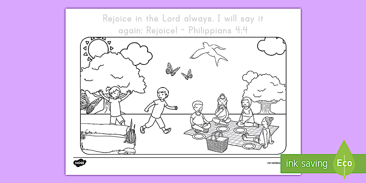 Philippians 4 4 coloring sheets twinkl