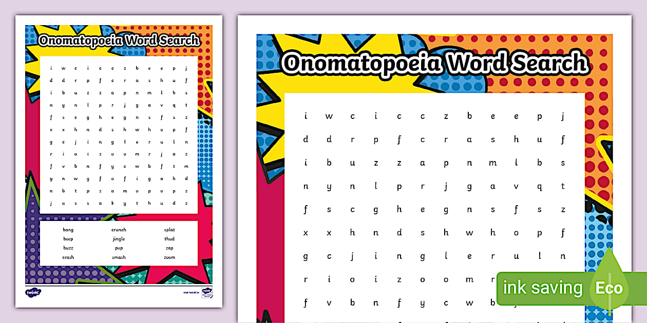 Onomatopoeia Word Search (teacher made) - Twinkl