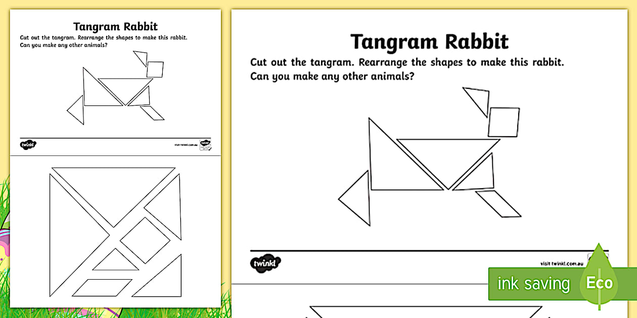 NSW Easter Tangram Rabbit Shape Sorting Worksheet - Twinkl