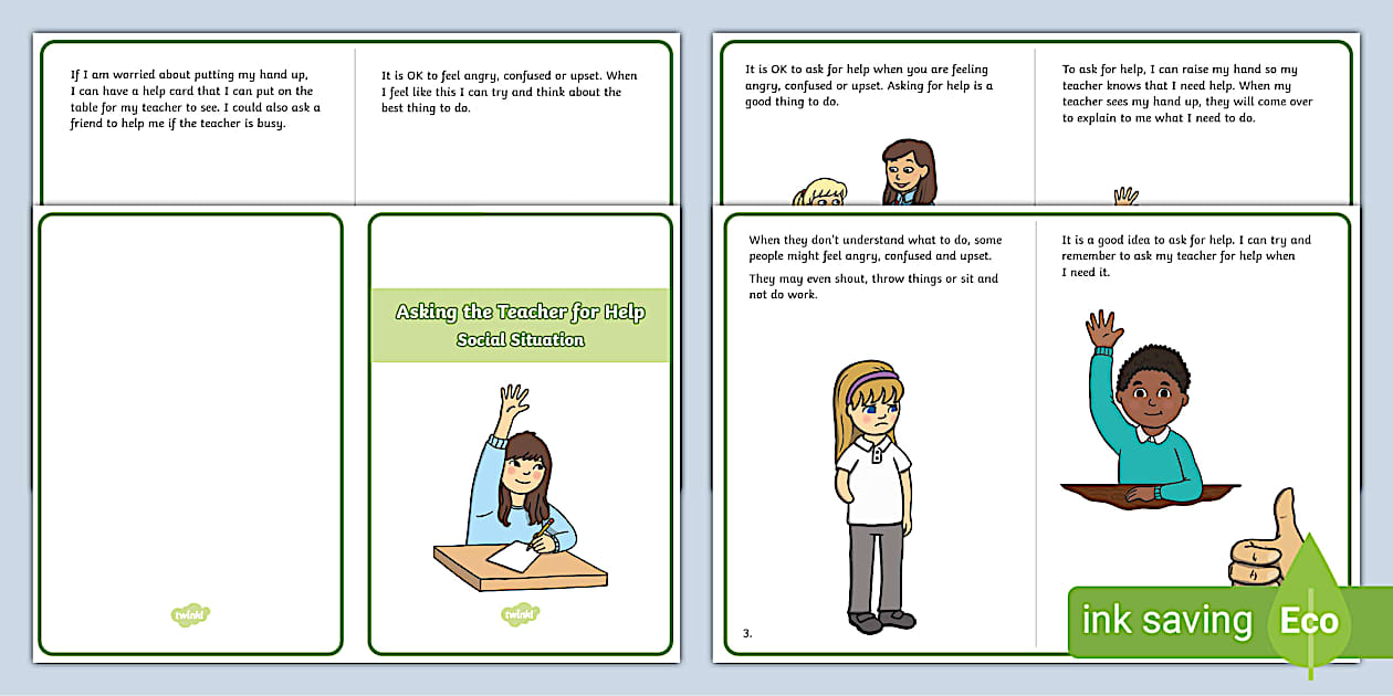 Social Situation: Asking the Teacher for Help - Twinkl