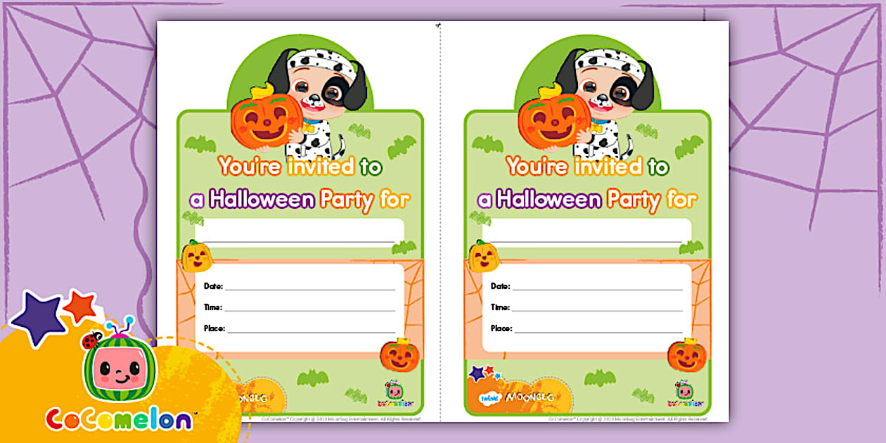 FREE! - CoComelon: Halloween Party Invitation - Twinkl