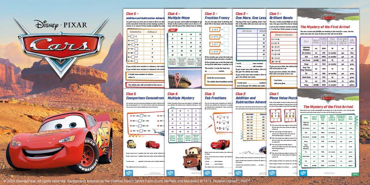 👉 Cars: Maths Mystery Pack