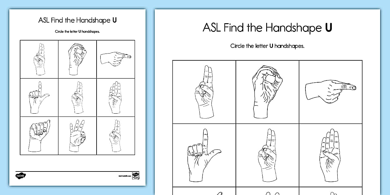ASL Find the Handshape Letter U (Teacher-Made) - Twinkl