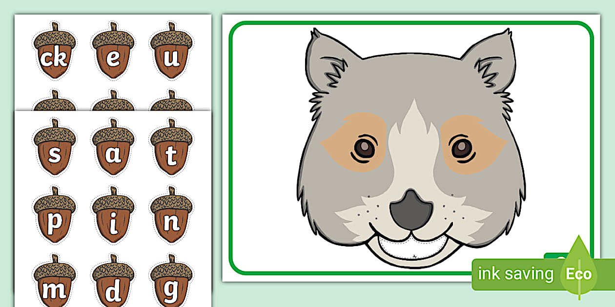 Feed the Squirrel Phase 2 Phonics Game (teacher made)