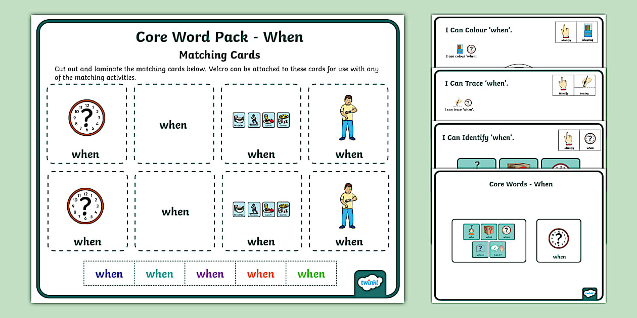 Core Word Pack - When? (teacher made) - Twinkl