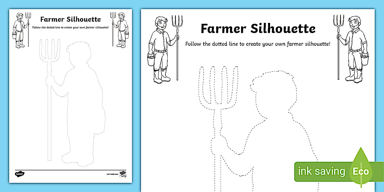 Farmer Silhouette Drawing Activity (teacher made) - Twinkl