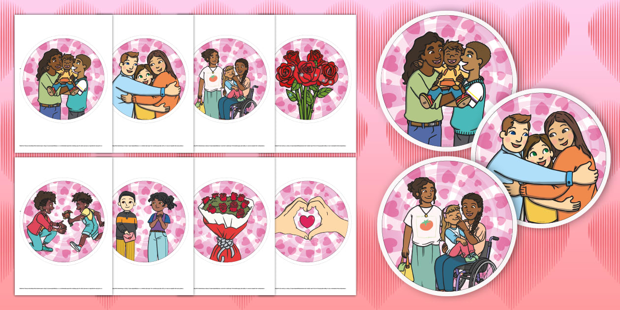 KS1 Valentine's Day Themed Circle Display Cut-Outs - Twinkl
