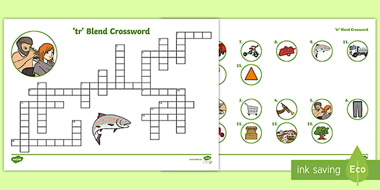 'tr' Blend Crossword (teacher made) - Twinkl