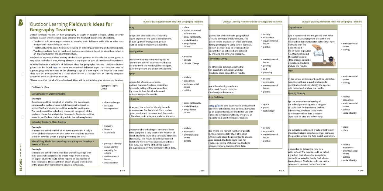 Outdoor Learning Fieldwork Ideas for Geography Teachers