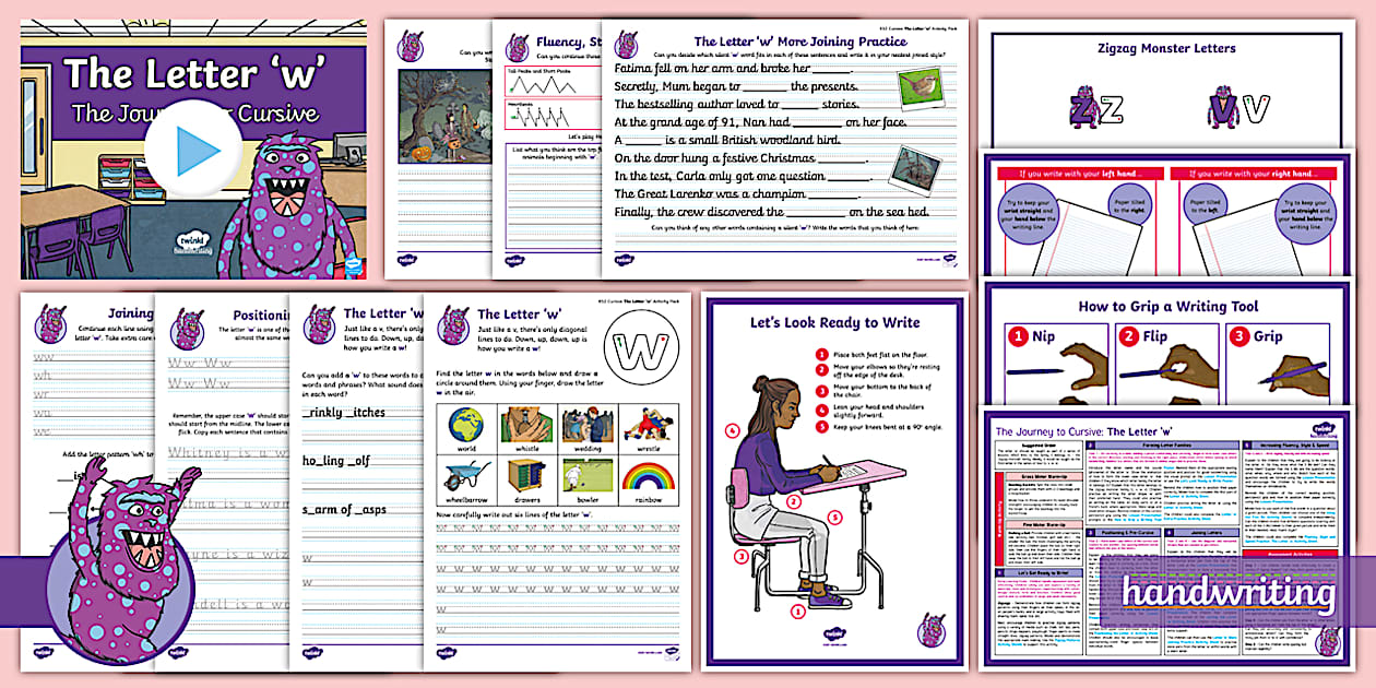 Cursive 'W' | Handwriting Resources (Teacher-Made) - Twinkl