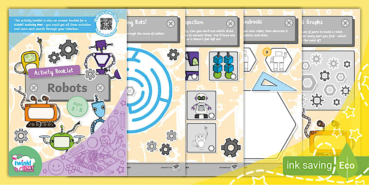 Robots Activity Booklet (Ages 3 - 5) (teacher made) - Twinkl