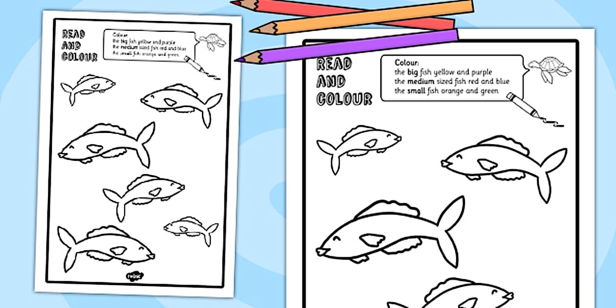 Fish Read and Colour Worksheet (teacher made) - Twinkl