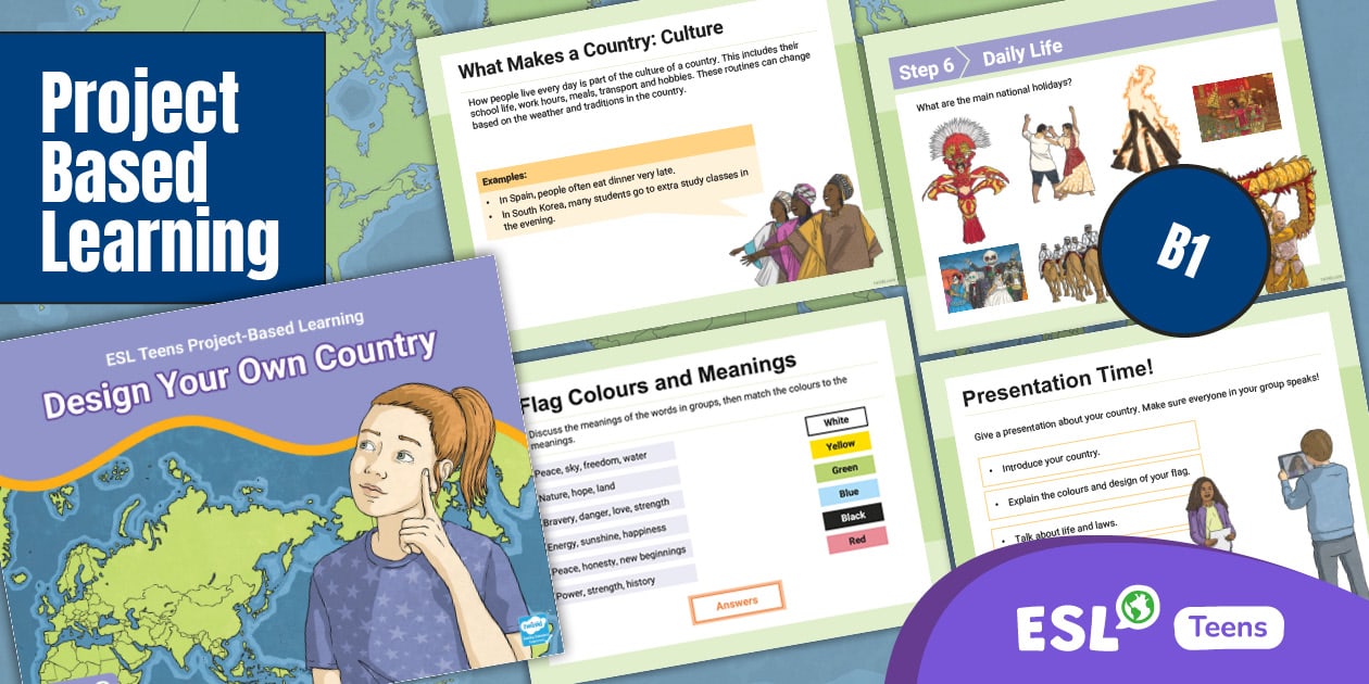 ESL Design Your Own Country PowerPoint [Teens, B1]